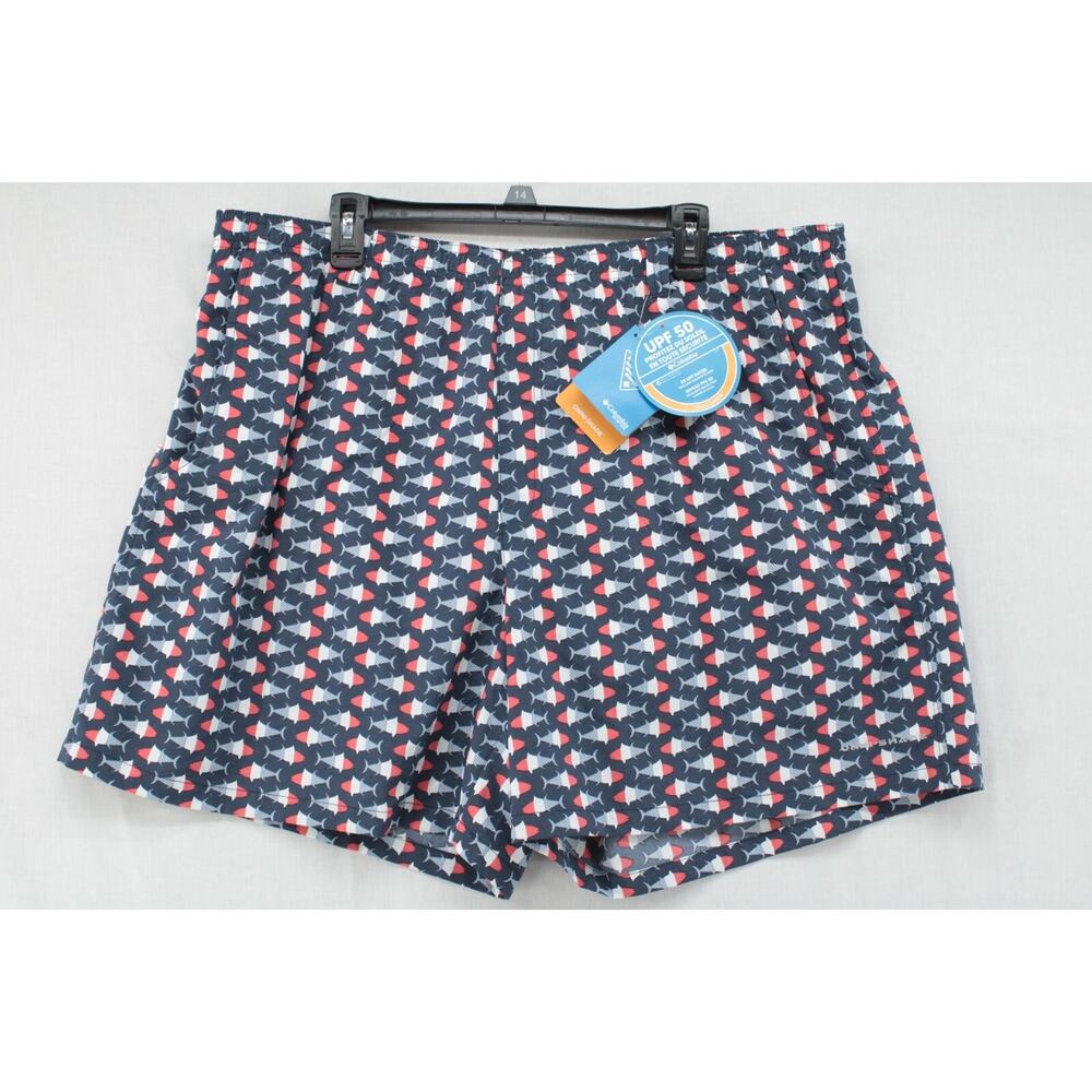 NWT Columbia PFG Swim Shorts Mens XXL Blue Tuna Fishing Mesh Lined Novelty Beach